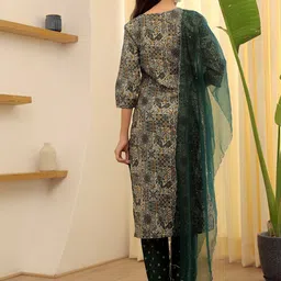 RANGREAL Women Ethnic Motifs Printed Regular Pure Cotton Kurta with Pyjamas & With Dupatta image 5