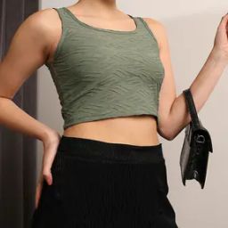 Shein Sleeveless Textured Fitted Crop Top-image-94