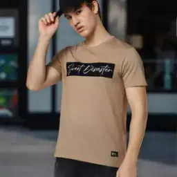 Men Typographic Print Regular Fit Crew-Neck T-Shirt-image-36