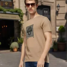 Men Logo Print Regular Fit Crew-Neck T-Shirt-image-46