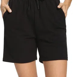 Solid Women Black Basic Shorts-image-22