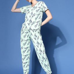 Oomph! Printed Round Neck T-shirt And Joggers Co-Ords-picture-28