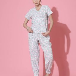 Oomph! Printed Round Neck T-shirt And Joggers Co-Ords-image-88