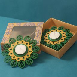 bambaise Green Premium MDF Regular Tea Light Holder with Mandala Art-picture-20