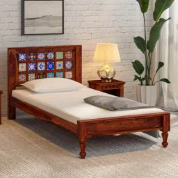 mudramark from pepperfry Siramika Sheesham Wood Single Bed In Honey Oak Finish-picture-9