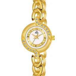 HAMT Women White Brass Embellished Dial & Gold Toned Analogue Watch HT-LR0010-WHT-CH-45