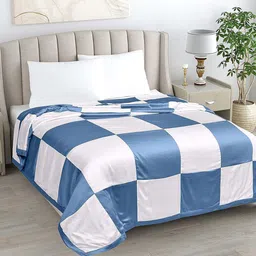 LINENWALAS Happy Sleeping White 2 Pieces Checked AC Room Cotton 233 GSM Single Bed Dohar-image-63