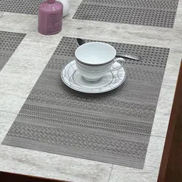 BIANCA Alpine Grey & White 6 Pieces Textured Rectangle Table Placemats-34