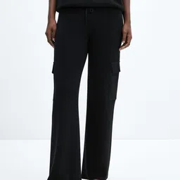 MANGO Women High-Rise Cargo-Style Knitted Trousers-image-28