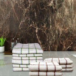 Athom Living White & Red 12 Pieces Striped Super Absorbent  210 GSM Cotton Hand Towels-image-31