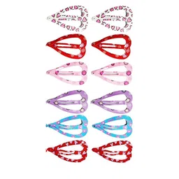 LYTIX Girls Set Of 12 Printed Heart Shape Tic Tac Hair Clips-6