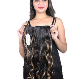 CRIBE 5 Clip-On Golden Highlight Wavy Hair Extension-image-23