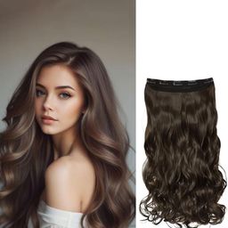 D-Divine Clip-In Wavy Locks Hair Extension - 22 Inch - Brown-image-7