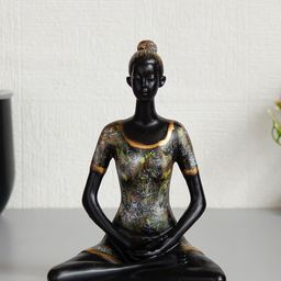 eCraftIndia Grey Lady with Folded Hands in Yoga Pose Antique Finish Handcrafted Decorative Showpiece-image-57