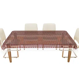 Kuber Industries Brown Star Design 6 Seater Dining Table Cloth Cover-31