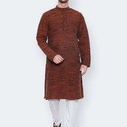 Latest Chikan Garments Band Collar Regular Fit Cotton Kurta-image-77