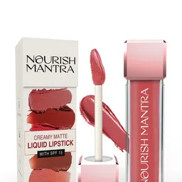 Nourish Mantra Creamy Matte Liquid Lipstick With SPF - 3.5ml - Masoom Pink-16