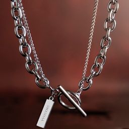 SWASHAA Men Silver-Plated Layered Chain-image-10