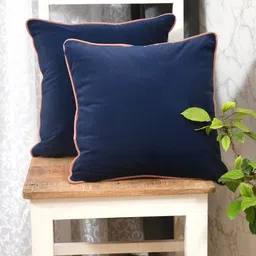 Clasiko Blue & Pink 2 Pieces Velvet Square Cushion Covers-image-10