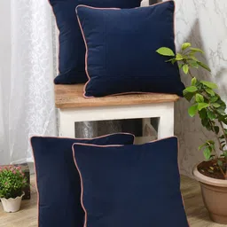 Clasiko Blue & Pink 4 Pieces Velvet Square Cushion Covers-image-9