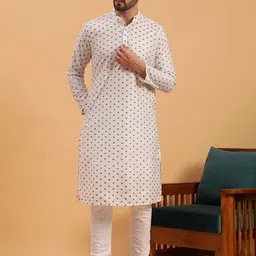 NAMASKAR Floral Woven Design Pure Cotton Kurta with Churidar-picture-26