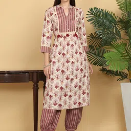KALINI Floral Printed Mirror Work Kurta With Harem Pants-picture-17