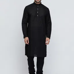 ROYAL KURTA Mandarin Collar Chikankari Pure Cotton Kurta With Pyjamas-picture-50
