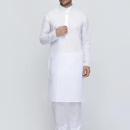 ROYAL KURTA Ethnic Motifs Embroidered Thread Work Pure Cotton Kurta with Churidar-picture-35