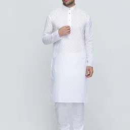 ROYAL KURTA Ethnic Motifs Embroidered Pure Cotton Kurta with Churidar-image-70