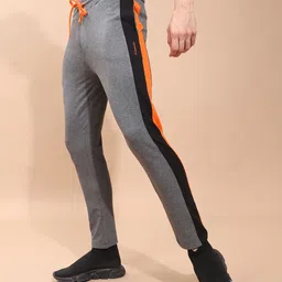 The Indian Garage Co Men Grey Solid Slim-Fit Track Pants With Side Piping-picture-24
