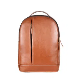 THE CLOWNFISH Unisex Tan Solid Leather Laptop Bag-image-34