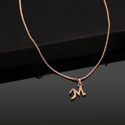 Estele Rose Gold-Plated Initial M Pendant With Chain-picture-33