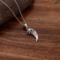 GIVA Men 925 Sterling Silver Silver-Toned Pendant With Chain-image-34