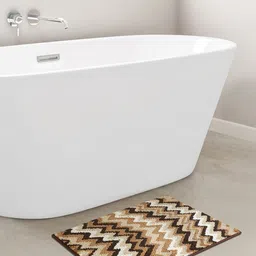 OBSESSIONS Brown & White Striped 1800 GSM Bath Rug-image-42
