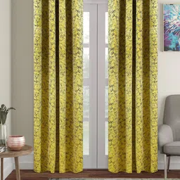 Cortina Green & Black 2 Pieces Printed Room Darkening Velvet Door Curtains-21