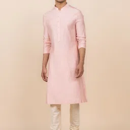 Tasva Geometric Woven design Mandarin Collar Regular Kurta With Churidar-picture-0