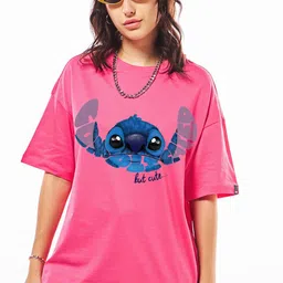 Bewakoof Women Graphic Printed Round Neck Cotton Oversized Disney T-shirt-picture-46