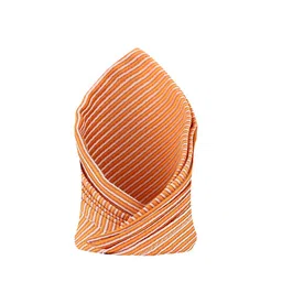 KOVOVE Men Orange & White Striped Pocket Square-image-13