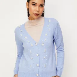 max Embellished V-Neck Acrylic Cardigan-image-40
