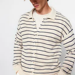 Trendyol Self Design Spread Collar Acrylic Cardigan Sweater-image-30