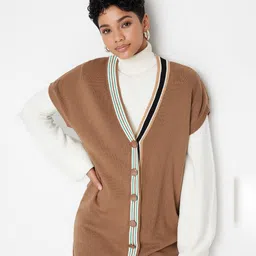 Trendyol Sleeveless Ribbed Acrylic Longline Cardigan-15