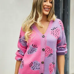 LULU & SKY Conversational V-Neck Printed Pullover-image-84
