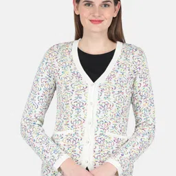 Monte Carlo Women Off White & Purple Printed Wool Cardigan-picture-31