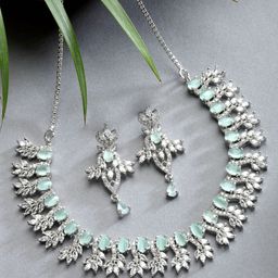 ZENEME Rhodium-Plated AD-Studded Jewellery Set-image-19