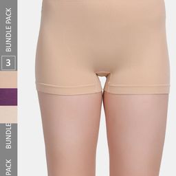 Amour Secret Women Pack of 3 Mid Rise Seamless Boy Shorts Briefs P071_Nud_Prl_Skn-image-36