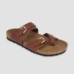 EZOK Men Buckle Detailed Leather Comfort Sandals-image-8