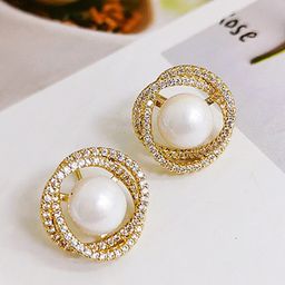 VAGHBHATT Gold-Plated Pearls Contemporary Studs Earrings-1
