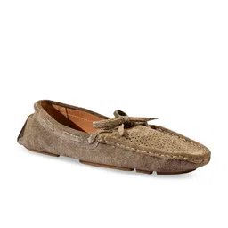 Eske Women Khaki Textured Leather Loafers-image-87