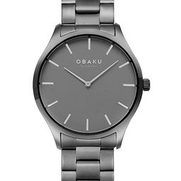 Obaku Men Grey Brass Dial & Grey Bracelet Style Straps Analogue Watch V260GXUUSU-image-99