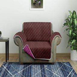 Cortina Purple & Brown Quilted 1-Seater Reversible Sofa Cover With Arms-image-33